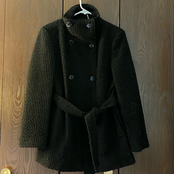 Calvin Klein black double breasted wool blend heavyweight coat. Size MP - Picture 1 of 10